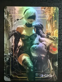 Custom Trading Card 2B Nier Automata Motorcycle Goddess Waifu Anime Holo Foil - Image 1