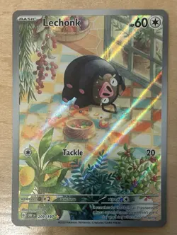 Lechonk Pokemon TCG Sv03: Obsidian Flames Holo Illustration Rare Card 209/197 NM - Image 1