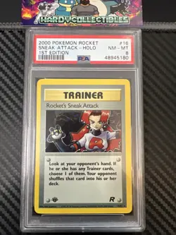 Rocket's Sneak Attack 16/82 - 1st Edition *PSA 8 - NM-MT* Holo Pokemon Card - Image 1