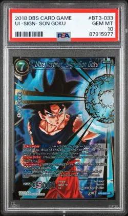 Ultra Instinct -Sign- Son Goku Gold Foil Stamped Dragon Ball Card Game PSA 10 - Image 1