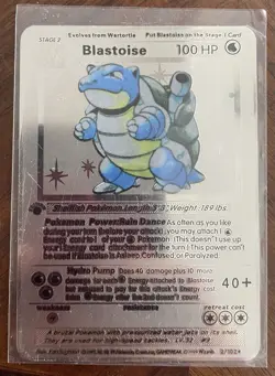 Silver Blastoise Pokemon Gold Metal Card Collectible Gift Display - Image 1