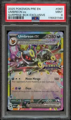 2025 Pokemon Prismatic Evolutions Umbreon ex Surprise Box #060/131 Mint PSA 9 - Image 1