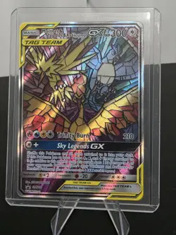 Pokemon TCG Stained Glass Moltres Zapdos Articuno GX SM210 Promo NM Condition - Image 1