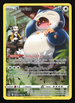 Pokemon Snorlax TG10 Lost Origin Trainer Gallery Ultra Rare Holo LP - Image 1