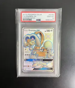2019 POKEMON SUN & MOON HIDDEN FATES #SV80 FULL ART/DRAMPA GX PSA 10 - Image 1