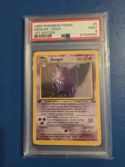 Gengar 5/62 PSA 9 Fossil 1st Edition Rare Holo Pokemon Card - Image 1