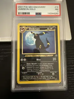 Pokemon TCG Umbreon Neo Discovery Holo Rare Card 13/75 PSA 7 - Image 1