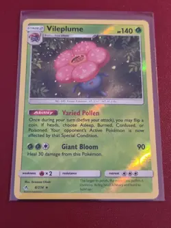 Pokemon Sun Moon Unbroken Bonds Vileplume 8/214 Rare Reverse Holo TCG Card - Image 1