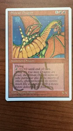 MTG FOURTH EDITION Shivan Dragon SIGNED IN GOLD BY MELISSA BENSON - Image 1