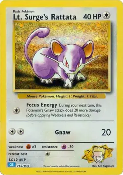 Lt. Surge's Rattata 015/034 Trading Card Game Classic Holo - Image 1