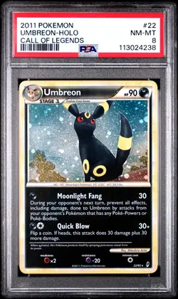 2011 POKEMON CALL OF LEGENDS UMBREON #22 HOLO PSA 8 NM #113024238 - Image 1