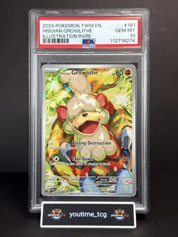 2024 Pokemon Twm En-Twilight Masquerade IR Hisuian Growlithe #181 PSA 10 - Image 1