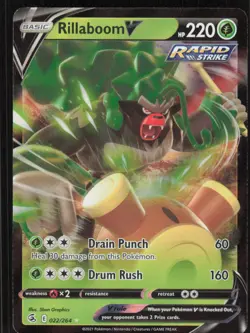 Pokemon TCG SWSH08: Fusion Strike #022/264 Rillaboom V NM - Image 1