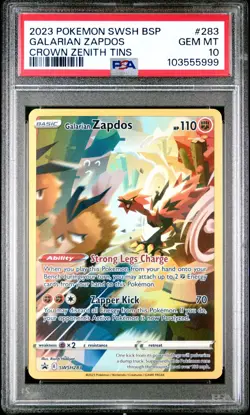 PSA 10 Galarian Zapdos SWSH283 Promo Crown Zenith Holo Pokemon Card - Gem Mint - Image 1