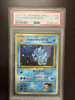 1999 Pokemon Japanese Gym 2 130 Giovanni's Gyarados-Holo PSA 7 - Image 1