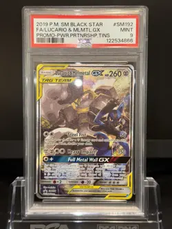 2019 POKEMON SM BLACK STAR PROMO #SM192 FULL ART/LUCARIO & MELMETAL GX PSA 9 - Image 2