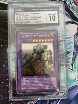 CGC 10 - Elemental Hero Grand Neos STON-EN035 1st Edition Ultimate Rare YuGiOh - Image 1