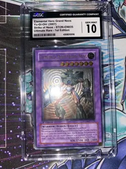 CGC 10 - Elemental Hero Grand Neos STON-EN035 1st Edition Ultimate Rare YuGiOh - Image 3