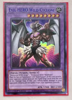 Yugioh Evil HERO Wild Cyclone LDS3-EN030 Ultra Rare (Blue) 1st Edition NM - Image 1