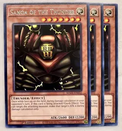 Yugioh! 3x Sanga of the Thunder MAZE-EN032 Rare 1st Ed NM - Image 1