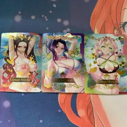 Demon Slayer Nezuko Shinobu Mitsuri Goddess Story Anime Waifu Foil 3 Card Lot - Image 1