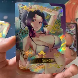 Demon Slayer Nezuko Shinobu Mitsuri Goddess Story Anime Waifu Foil 3 Card Lot - Image 4