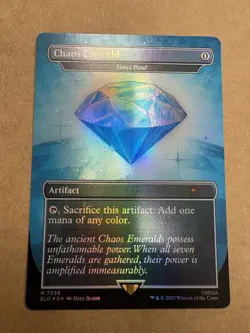 MYTHIC FOIL BLUE CHAOS EMERALD MTG SECRET LAIR. Lotus Petal alt In Hand - Image 1