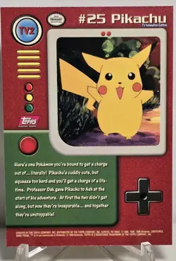 1999 Pikachu #25 Pokemon Topps TV Animation Edition Series 1 Card NM/M - Image 2