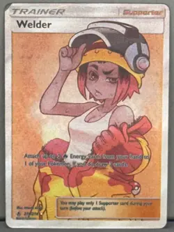 2019 Pokemon Card Trainer Welder 214/214 Unbroken Bonds Holo Full Art Ultra RARE - Image 2
