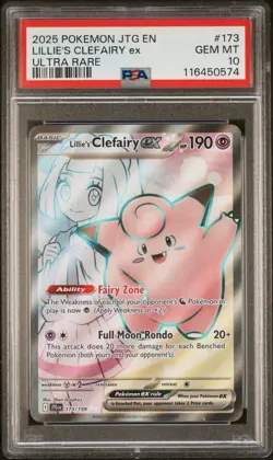 2025 POKEMON JTG EN-JOURNEY TOGETHER ULTRA RARE #173 LILLIE'S CLEFAIRY EX PSA 10 - Image 1