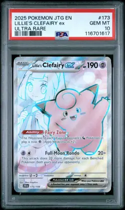 2025 POKEMON JTG EN-JOURNEY TOGETHER ULTRA RARE #173 LILLIE'S CLEFAIRY EX PSA 10 - Image 1