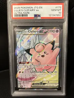 2025 POKEMON JTG EN-JOURNEY TOGETHER ULTRA RARE #173 LILLIE'S CLEFAIRY EX PSA 10 - Image 1