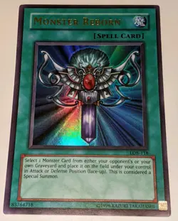 Monster Reborn LOB-118 Ultra Rare Vintage Yu-Gi-Oh Card Unlimited Played LP - Image 1