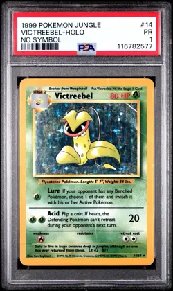 PSA 1 Victreebel Holo #14/64 No Symbol Error Jungle 1999 Pokemon WoTC PR - Image 1