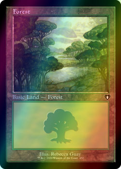 Forest RETRO FOIL 450, Commander Masters, MTG CMM NM/M - Image 1