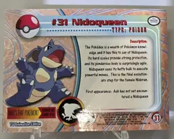 1999 Nidoqueen #31 Pokemon Topps TV Animation Edition Holo Foil Card NM/M - Image 2