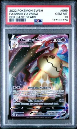 2022 Pokemon Sword & Shield Brilliant Stars MIMIKYU VMAX #069 PSA 10 Gem Mint - Image 1
