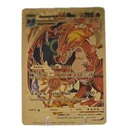 Pokemon Charizard Solar Form VMAX 795hp Gold Foil Fan Art Collector Card TCG - Image 1