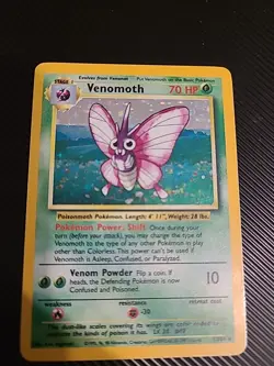 Venomoth 13/64 No Symbol - Pokemon Jungle Unlimited Holo Rare Card 1999 WOTC MP - Image 1