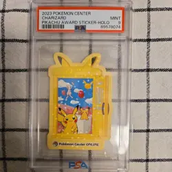 PSA 9 Pikachu (charizard) Award Sticker 2023 Pokemon Center - Image 1