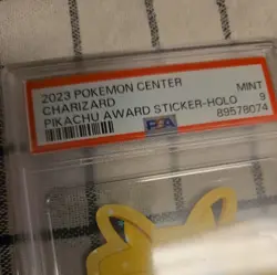 PSA 9 Pikachu (charizard) Award Sticker 2023 Pokemon Center - Image 3