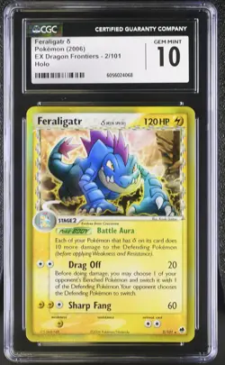 CGC 10 GEM MINT Feraligatr 2006 EX Dragon Frontiers 2/101 Holo Pokemon Card - Image 1