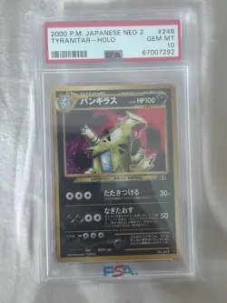 Pokemon Tyranitar Holo 248 PSA 10 Mint Neo 2 Discovery Japanese Pocket Monsters - Image 1