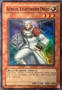Aurkus, Lightsworn Druid LODT-EN081 Unlimited Super Rare LP - Image 1