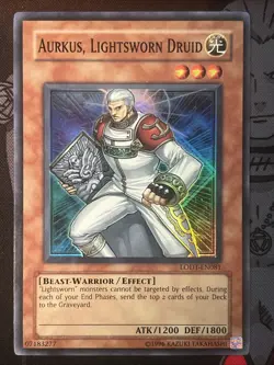 Aurkus, Lightsworn Druid LODT-EN081 Unlimited Super Rare LP - Image 2