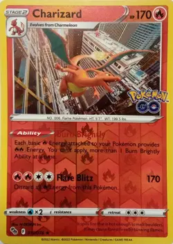 010/078 CHARIZARD REVERSE HOLO POKEMON GO POKEMON CARD - Image 1