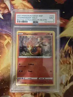 Charmander SWSH092 Sword & Shield Promo Cards Holo PSA 9 2021 Black Star - Image 1