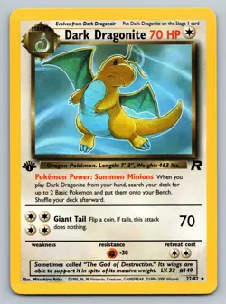 Pokemon Dark Dragonite 1st Edition Non-Holo Card 22/82 LP Condition - Image 1
