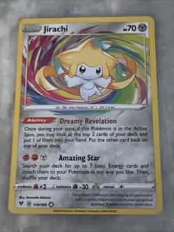 Pokemon TCG Jirachi Card 119/185 SWSH Vivid Voltage Rare, Near Mint Condition - Image 1