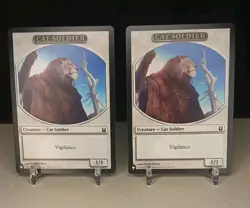 2 Cat Soldier Warrior Double Sided Token/List Reprints/NM Condition - Image 1